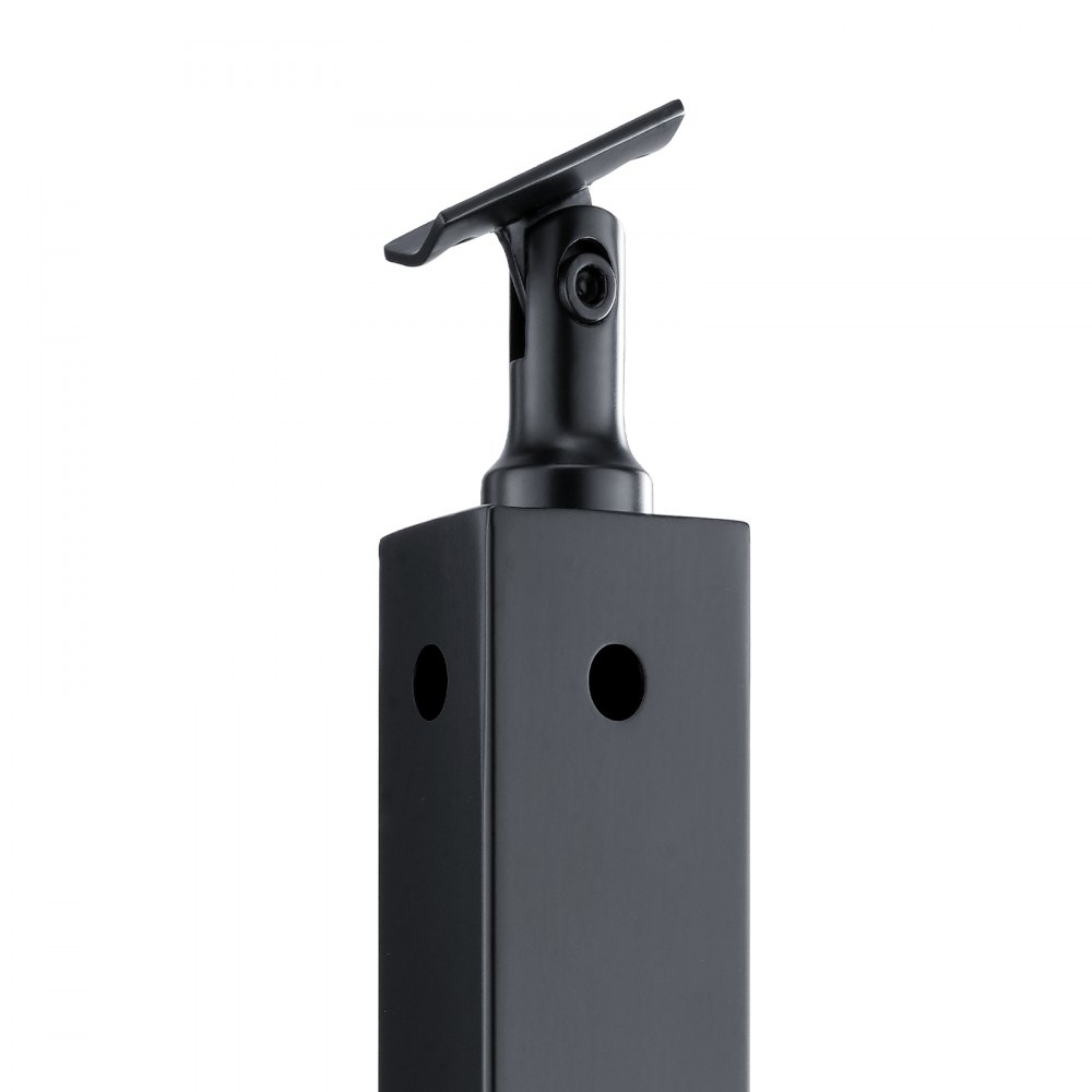 VEVOR Cable Railing Post, 914.4 x 50.8 x 50.8 mm Corner Railing Post, with L-Shaped Pre-Drilled Holes, Stainless Steel with Horizontal and Curved Bracket, 1-Pack, Black, 1JZLGZXHS914ZPBNY001V0