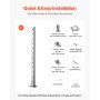VEVOR Cable Railing Post, 42x2x2 Inch Stair Railing Post, with Pre-Drilled 30° Angled Holes, Stainless Steel Cable Rail Post with Horizontal and Curved Bracket, 1-Pack, Silver, 1JZLGZXYS1062TLWC001V0