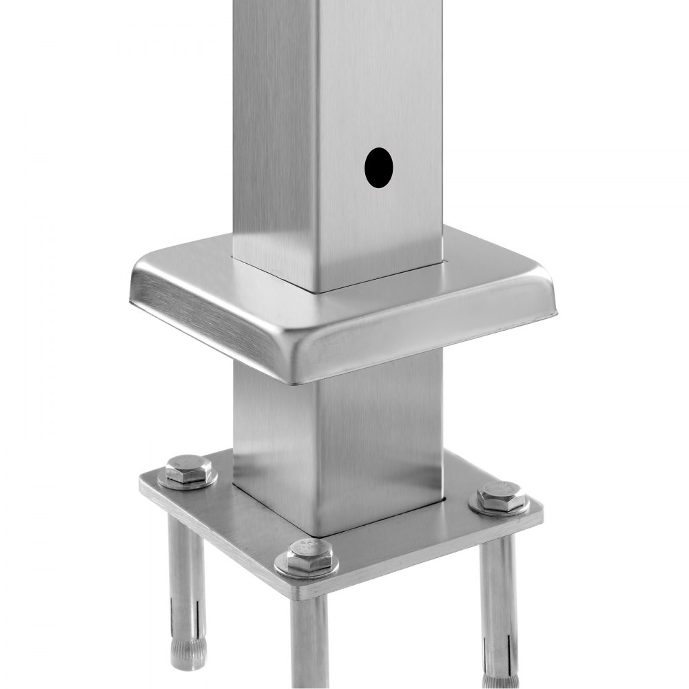 VEVOR 1-Pack Cable Railing Post, 36x2x2 In Horizontal-Hole Deck Railing Post with Pre-Drilled Holes, Stainless Steel Cable Rail Post with Horizontal and Curved Bracket, Silver, 1JZLGZXYS91466KZK001V0