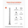 VEVOR 1-Pack Cable Railing Post, 36x2x2 In Horizontal-Hole Deck Railing Post with Pre-Drilled Holes, Stainless Steel Cable Rail Post with Horizontal and Curved Bracket, Silver, 1JZLGZXYS91466KZK001V0