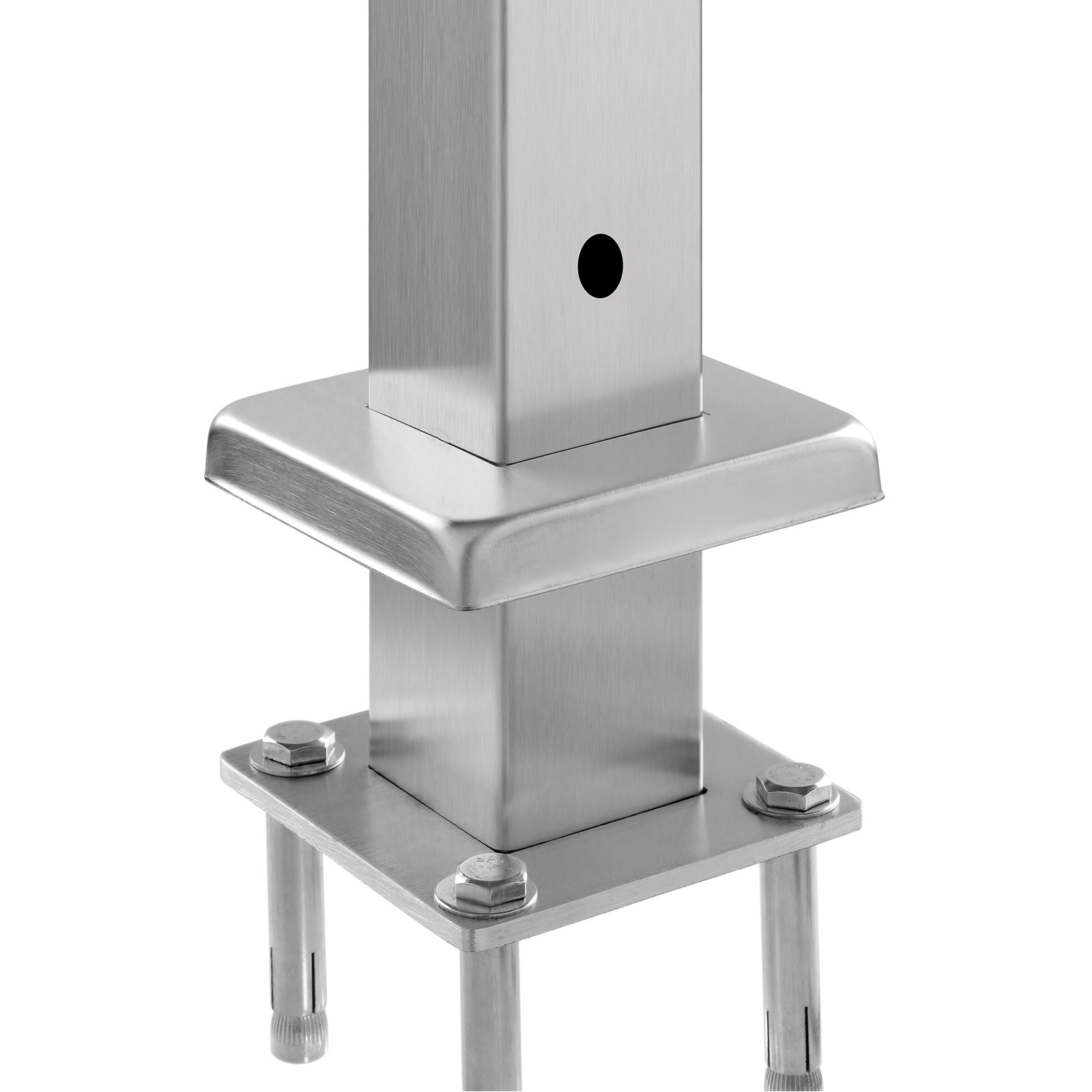 VEVOR 1-Pack Cable Railing Post, 36x2x2 In Horizontal-Hole Deck Railing Post with Pre-Drilled Holes, Stainless Steel Cable Rail Post with Horizontal and Curved Bracket, Silver, 1JZLGZXYS91466KZK001V0