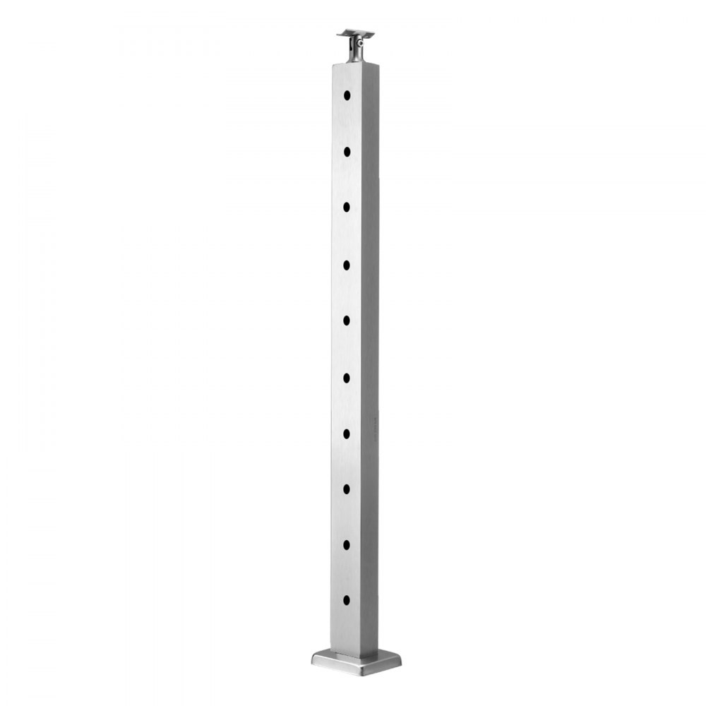 VEVOR Cable Railing Post, 36x1x2 Inch Level Deck Stair Posts, 1-Pack Stainless Steel Cable Handrail Post, Pre-Drilled Pickets with Mounting Bracket Stair Railing Kit, Silver, 1JZLGZXYS914I4BDB001V0