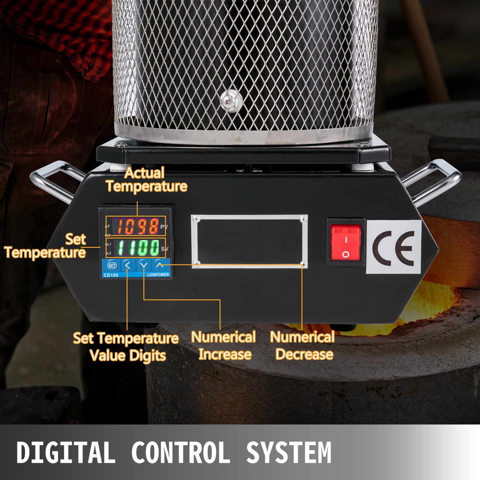 VEVOR 1KG Gold Melting Furnace 1350W Digital Melting Furnace Machine 1150°C for Casting Refining Precious Metals Melts Gold Silver Tin Aluminum