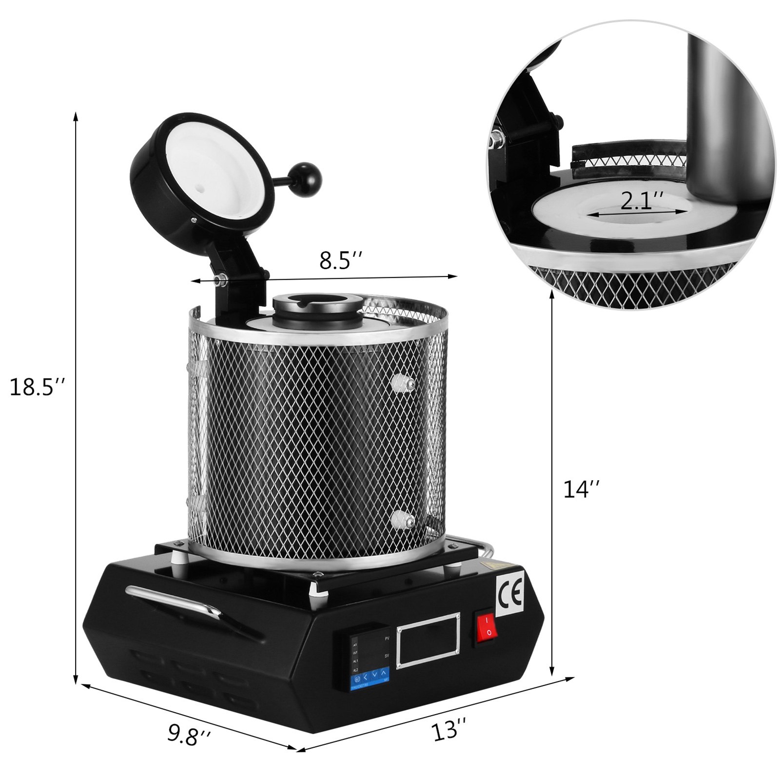 VEVOR 1KG Gold Melting Furnace 1350W Digital Melting Furnace Machine 1150°C for Casting Refining Precious Metals Melts Gold Silver Tin Aluminum