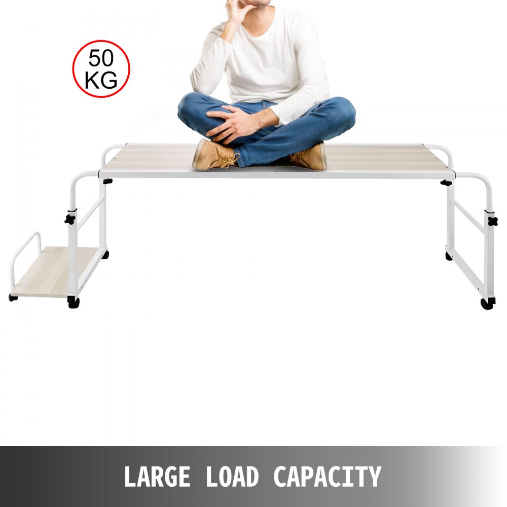 Mobile Over Bed Laptop Trolley Computer Desk Overbed Table Desktop Pc Holder