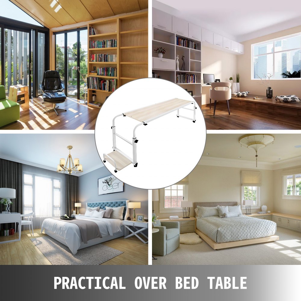 Mobile Over Bed Laptop Trolley Computer Desk Overbed Table Desktop Pc Holder