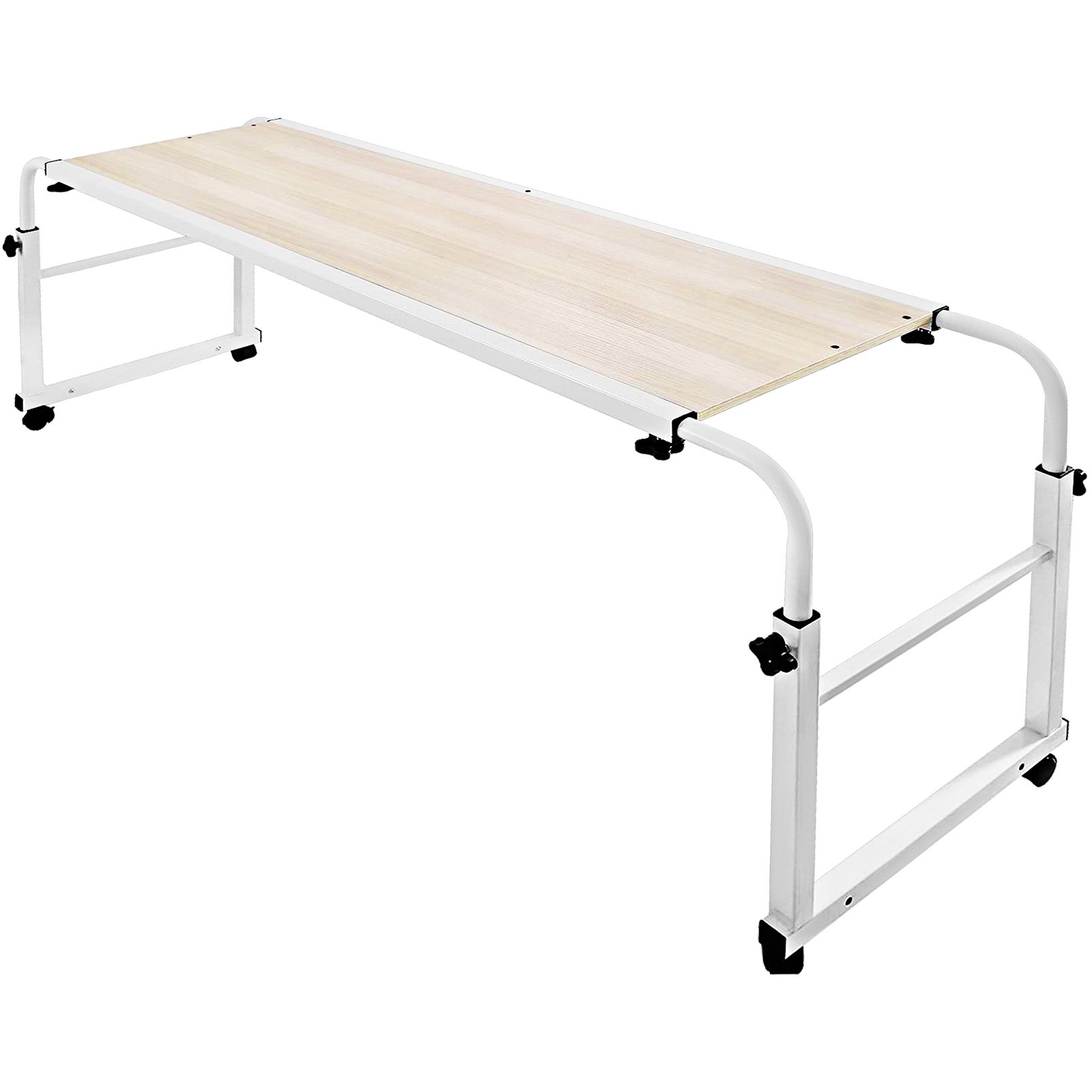 VEVOR 39 Inch Overbed Table with Wheels 1M Rolling Bed Table Mobile Over The Bed Table Laptop Cart Standing Workstation Computer Desk for Bed Hospital Home Office (1m)
