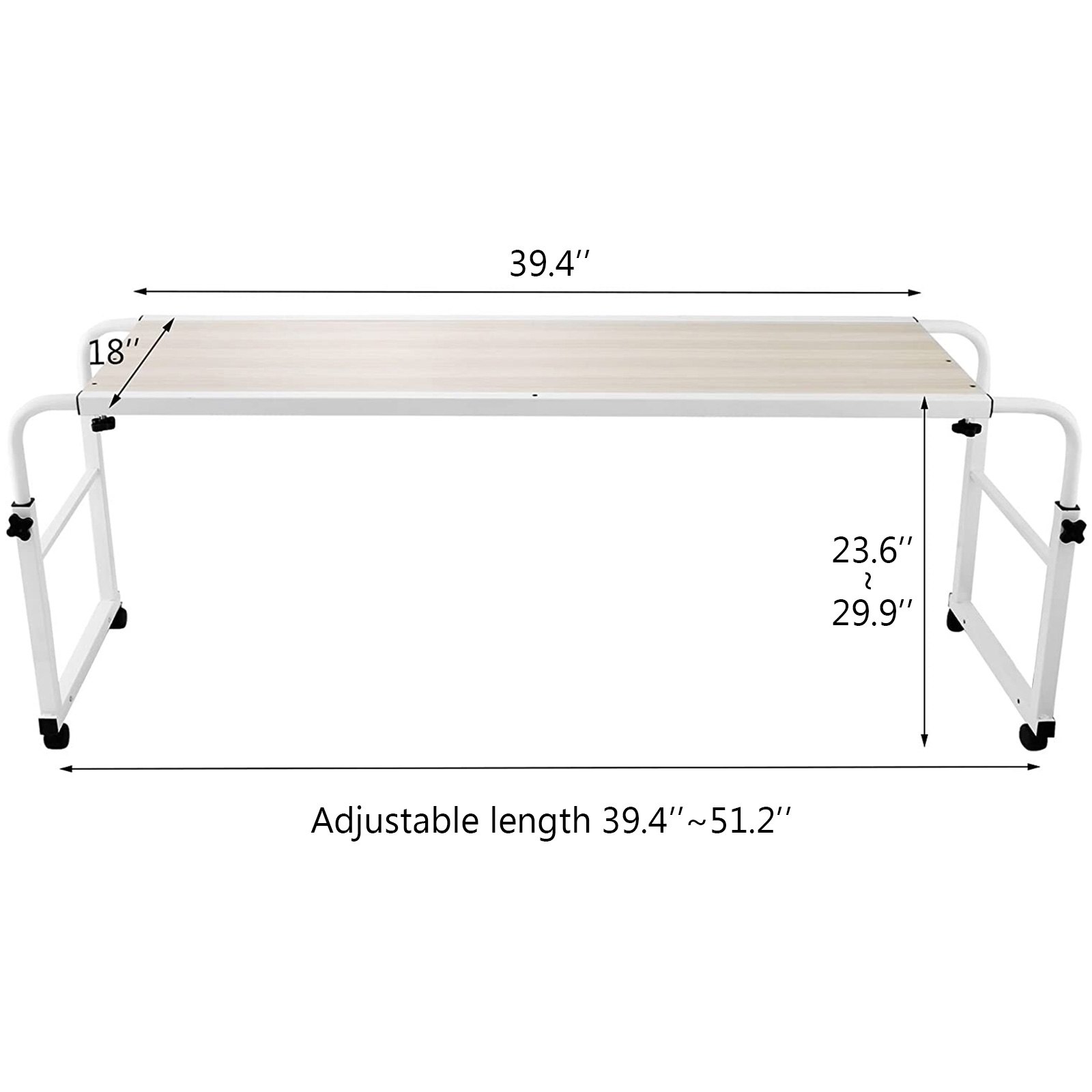 VEVOR 39 Inch Overbed Table with Wheels 1M Rolling Bed Table Mobile Over The Bed Table Laptop Cart Standing Workstation Computer Desk for Bed Hospital Home Office (1m)
