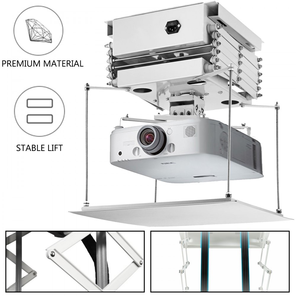 VEVOR Projector Bracket Motorized Lift Projector Lift with Remote Control Hidden 100CM Electric Projector Lift Mount with Remote (1M)