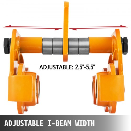 VEVOR 1T Push Beam Trolley Heavy Duty Manual Trolley 2200LBS Capacity Plain Trolley Push Beam Track Roller Trolley Crane Lift Dual Wheels Garage Hoist for I Beam Flange 2.5 Inch - 7 Inch