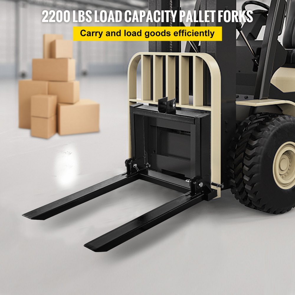 VEVOR 3 Point Hitch Pallet Fork 907.2 kg, Fork Attachment for Category 1 Tractor, 64.8x55.9x104.1 cm, Steel Tractor Heavy Equipment Attachment, for Tractor, Skid Steer Loader