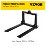 VEVOR 3 point hitch pallet fork with 2200 lbs load capacity on white background.