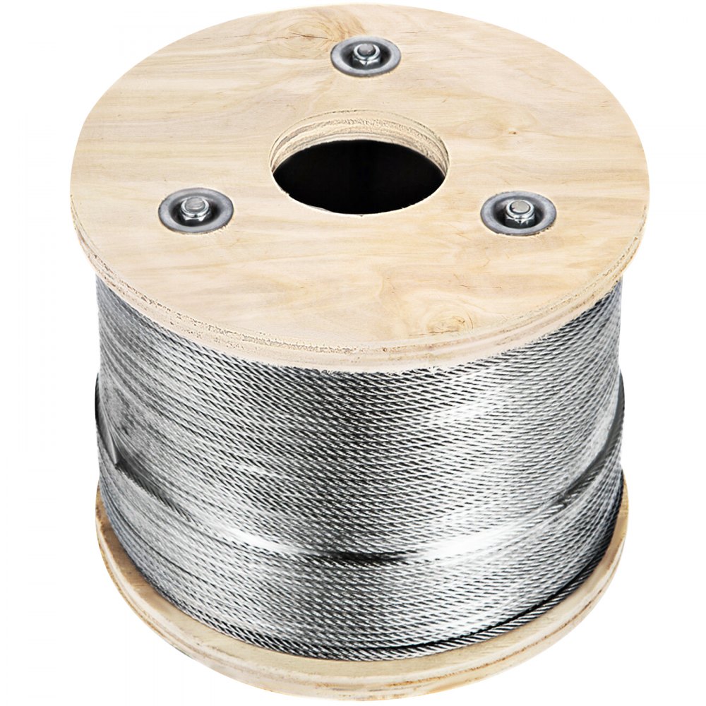 VEVOR Cable Railing 328FT Stainless Steel Wire Rope 1/8 Inch Stainless Stranded Wire 1x19 Wire Rope T316 (328FT)