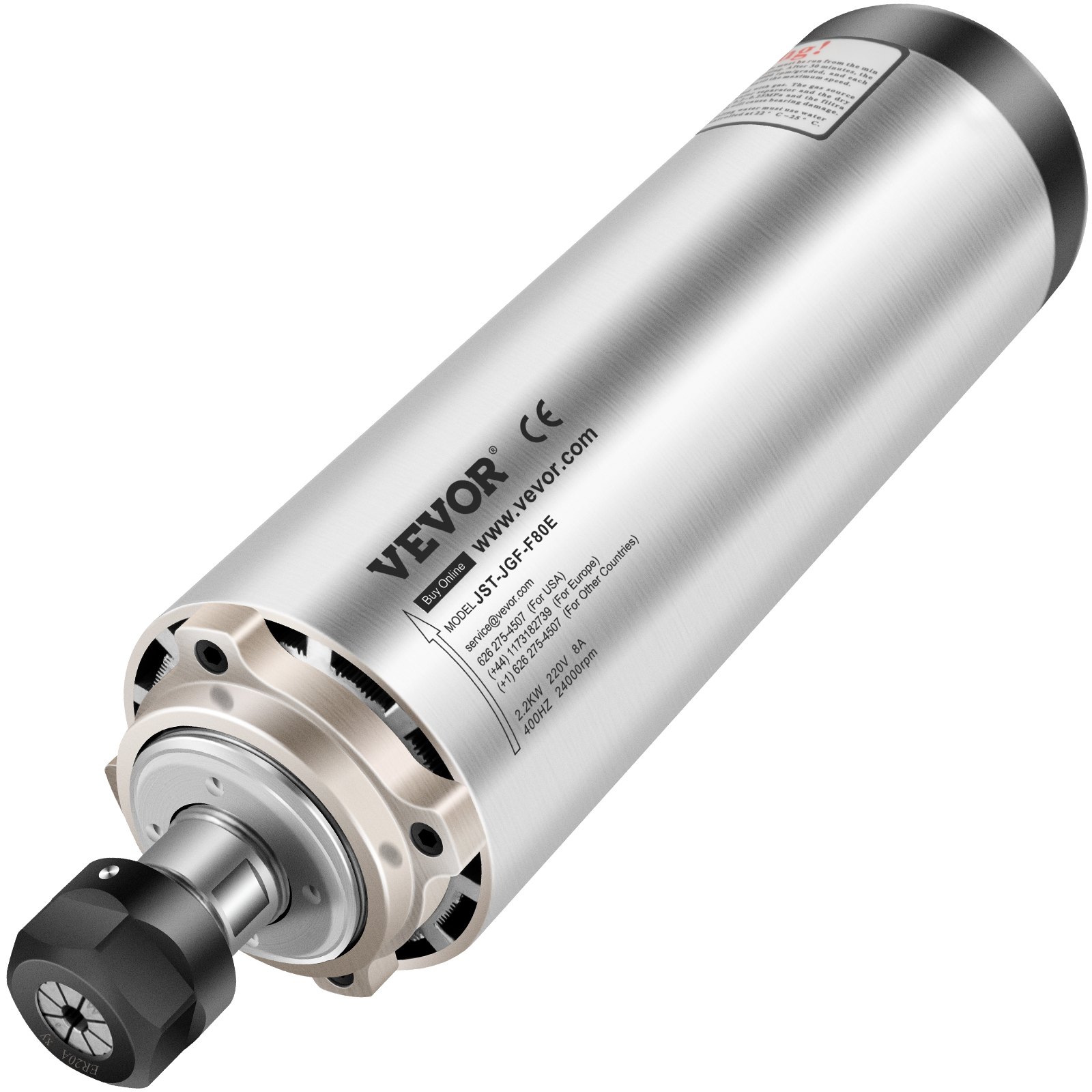 VEVOR Air Cooled Spindle Motor ER20 CNC Spindle Milling Motor 2.2KW Spindle Motor 24000 RPM 400 Hz for CNC Router Engraving Milling Grind Machine