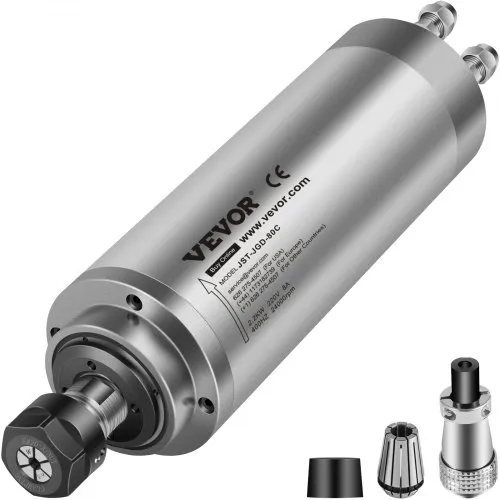 VEVOR Water Cooled Spindle Motor 2.2KW Spindle Motor Water Cooling 220V 24000rpm 400Hz ER20 Water-Cooled Spindle Motor for CNC Engraving Milling Machine