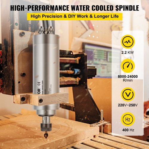 VEVOR 2.2KW 2220V Water Cooled Spindle Motor ER20 CNC Water Cooling Spindle Motor for CNC Engraving Milling Machine