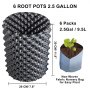 VEVOR 6PCS Air Root Pruning Pots, 2.5 Gallon Garden Propagation Pot, Black Equivalent Pot, Recycled Air-pruning Container, Air Root Pots Plant Root Trainer, with Base Screws & Non-Woven Fabric Pot