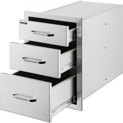 Vevor Stainless Steel 3 Chest Of Drawers W/handle 35*58cm Bbq Storage Cabinet