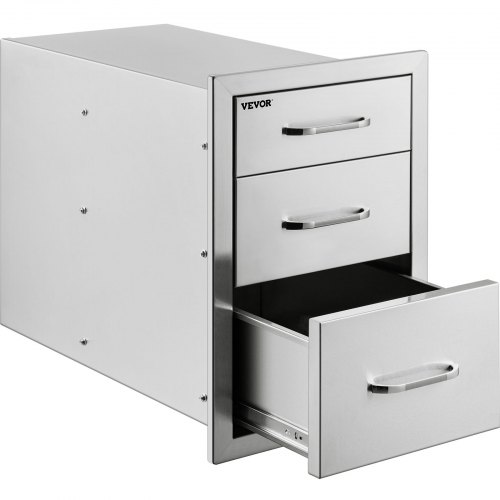 Vevor Stainless Steel 3 Chest Of Drawers W/handle 35*58cm Bbq Storage Cabinet