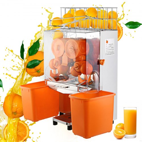 VEVOR Exprimidor de naranjas Máquina exprimidora de naranjas Exprimidor de cítricos Máquina exprimidora de frutas eléctrica Citrus Lemon Lime Alimentación automática automática Acero inoxidable comercial