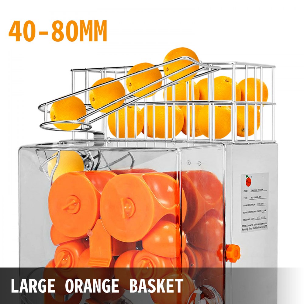 VEVOR Electric Orange Juicer Commercial Squeezer Machine Lemon Automatic Auto Feed, 110V, 304 Stainless Steel