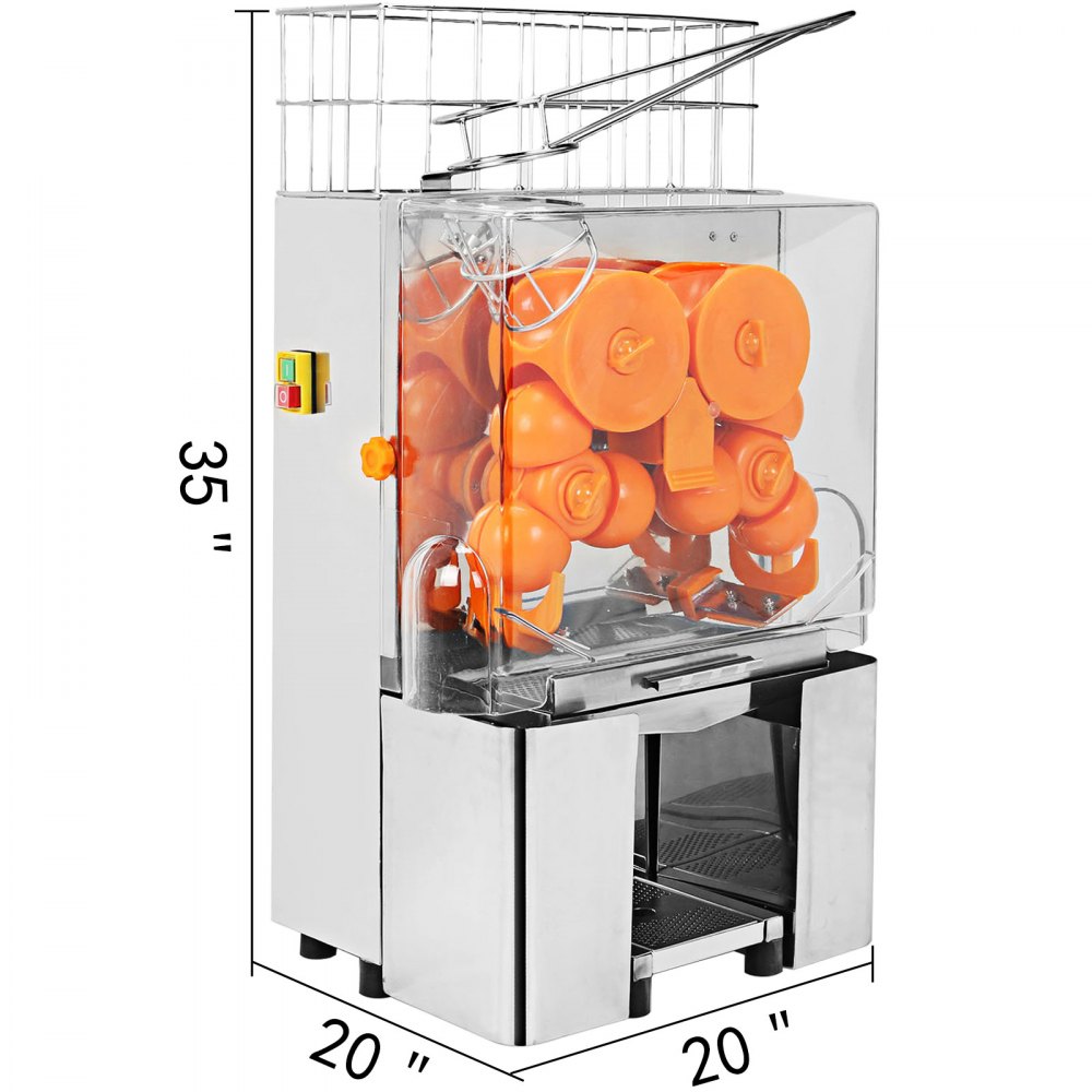 VEVOR Electric Orange Juicer Commercial Squeezer Machine Lemon Automatic Auto Feed, 110V, 304 Stainless Steel