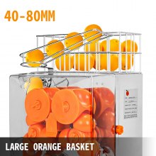 VEVOR Kereskedelmi narancslé gép rozsdamentes acél narancsfacsavaró gép Citrusfacsaró Elektromos gyümölcsprés gép Akár 20 narancs/perc adagolás a narancs-citromlé facsarásához