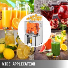 Máquina comercial de suco de laranja VEVOR Máquina espremedora de laranja em aço inoxidável Espremedor de frutas cítricas Máquina elétrica de espremedor de frutas Alimente até 20 laranjas / min para espremer suco de limão laranja