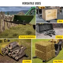VEVOR Pallet Forks 2000 Lbs Clamp On Tractor Bucket Forks 46.9" Total Length, Heavy Duty Front Loader Forks, Fork Attachment for Skid Steer, Loader Bucket