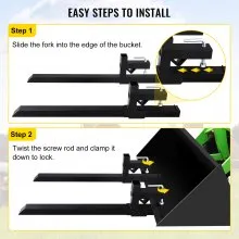 VEVOR Pallet Forks 2000 Lbs Clamp On Tractor Bucket Forks 46.9" Total Length, Heavy Duty Front Loader Forks, Fork Attachment for Skid Steer, Loader Bucket