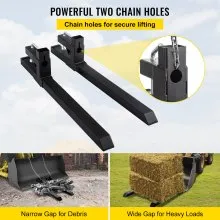 VEVOR Pallet Forks 2000 Lbs Clamp On Tractor Bucket Forks 46.9" Total Length, Heavy Duty Front Loader Forks, Fork Attachment for Skid Steer, Loader Bucket