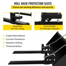 VEVOR Pallet Forks 2000 Lbs Clamp On Tractor Bucket Forks 46.9" Total Length, Heavy Duty Front Loader Forks, Fork Attachment for Skid Steer, Loader Bucket