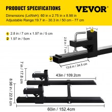 VEVOR Pallet Forks 900 kg Capacity Tractor Forks with Adjustable Stabilizer Bar