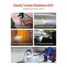 Electric Pressure Washer Max 4500 PSI 3.2 GPM with Nozzles & Foam Cannon