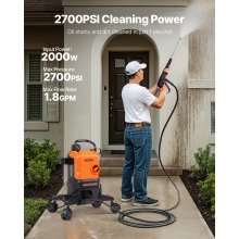 Electric Pressure Washer Max 2700 PSI 1.8 GPM with Nozzles & Foam Cannon