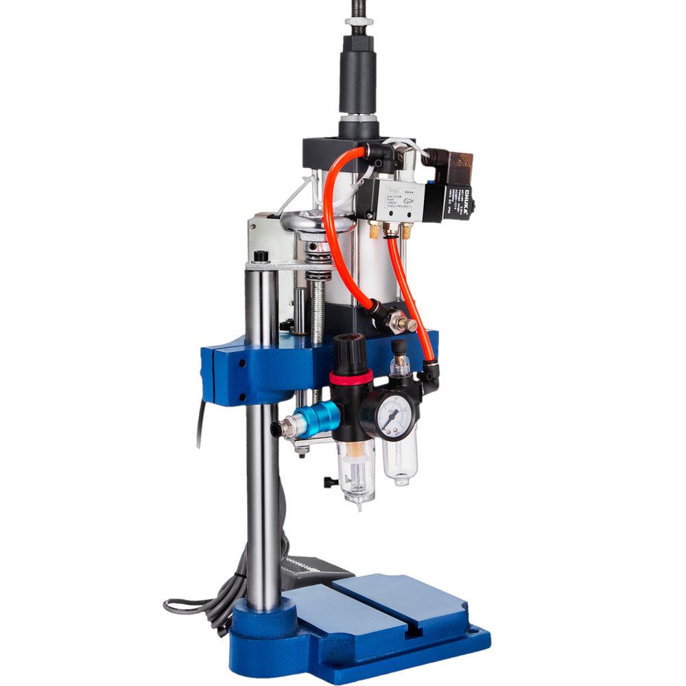 VEVOR Pneumatic Punch Press Machine 440LB/200KG Pressure, Desktop Punching Press Machine 110V AC,Cylinder Stroke Pneumatic Press 0.4-0.7 Mpa Operation Pressure