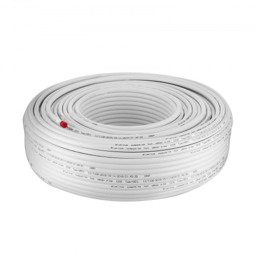 VEVOR 656Ft Roll of 1/2" PEX-AL-PEX Tubing Oxygen Barrier Radiant Floor PEX Pipe Radiant Heat Floor Heating Plumbing 200M Inner Aluminum Layer PEX Tubing Pipe (1/2" O2-Barrier, 656Ft/White)