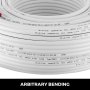 coiled white VEVOR pex-al-pex tubing with printed specifications.