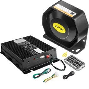 VEVOR 400W Emergency Warning Siren – 130dB, 8 Tones, Handheld Mic & PA System For Police, Fire, Ambulance & Private Vehicles