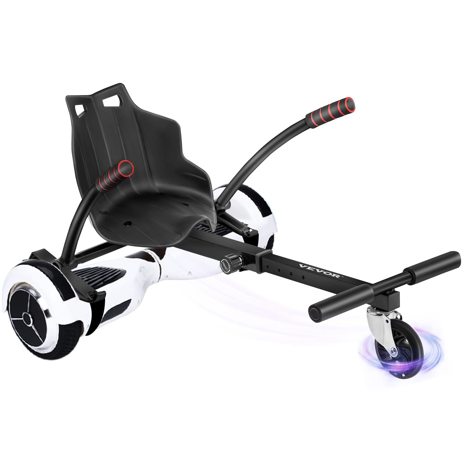 VEVOR Hoverboard Seat Attachment for 6.5\" 8\" 10\" Self Balancing Scooter, Hoverboard Kart for Kids or Adults, Black Hoverboard Attachments Adjustable Frame Length