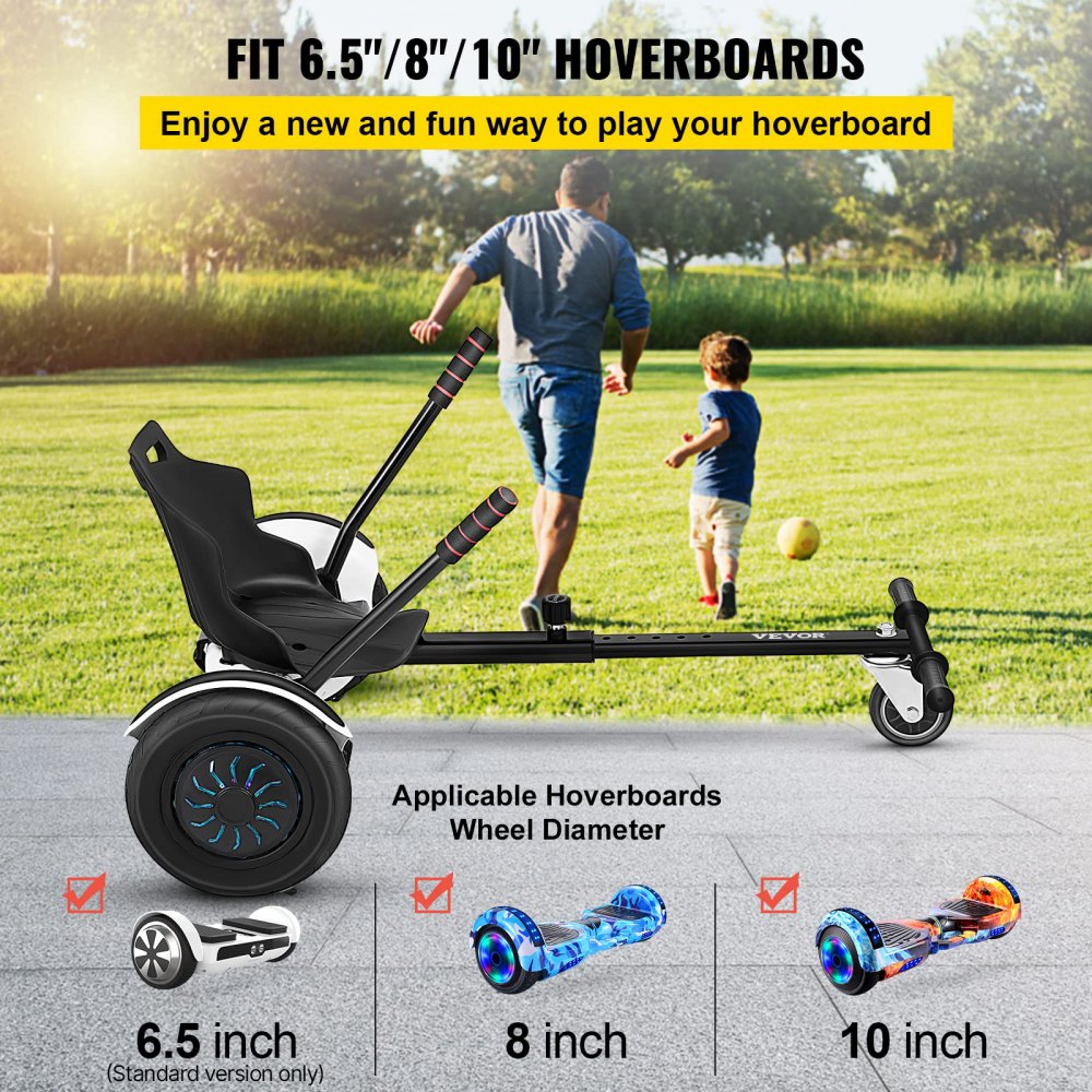 VEVOR Hoverboard Seat Attachment 6.5\" 8\"10\" Hoverboard Go-Kart Attachment for Kids and Adults with Adjustable Frame Length