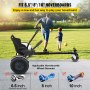 VEVOR hoverboard go-kart attachment with three hoverboard options and people playing in a park.