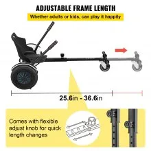 VEVOR Hoverboard Seat Attachment 6.5" 8"10" Hoverboard Go-Kart Attachment for Kids and Adults with Adjustable Frame Length