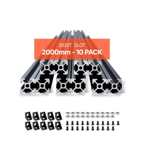 VEVOR 10PCS 78.7 in (2000mm) T Slot 2020 Aluminum Extrusion Anodized Linear Rail