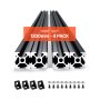 VEVOR 4PCS 47.2 in (1200mm) T Slot 2020 Aluminum Extrusion Anodized Linear Rail