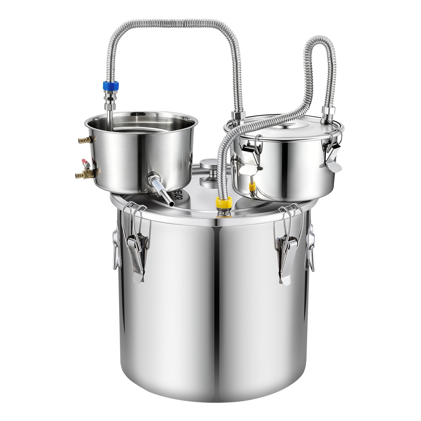 VEVOR Alcohol Still, 8 GAL/ 30L Alcohol Distiller with Thumper Keg, Dual-scale Thermometer, and Water Pump, Home Brewing Kit for DIY Whiskey Wine Brandy