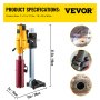 VEVOR 8 Inch Diamond Core Drilling Machine 3980W 750r/min Diamond Core Drill Rig with Stand and Tools Wet Dry Core Drill Rig for Diamond Concrete Drilling Boring (205MM)