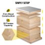 VEVOR Bee Hive 20 Frame Beehive Box 10 Deep and 10 Medium Frames Langstroth Wooden Beehive Kit for Beginners and Pro Beekeepers