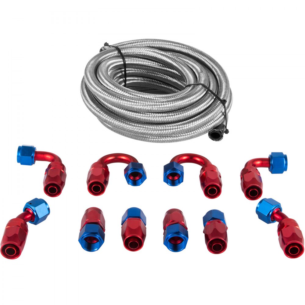 High Quality AN8 Stainless Steel PTFE Fuel Line 20FT Fitting Hose End Kit