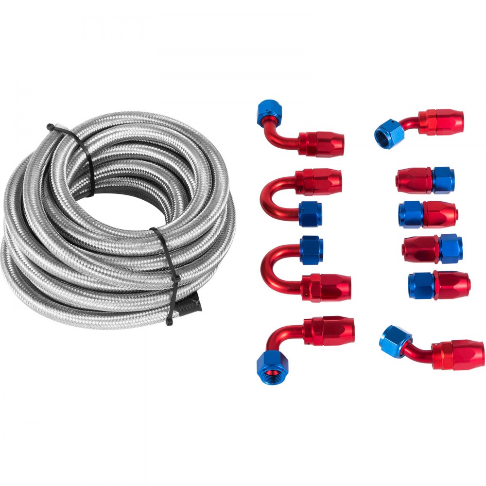 High Quality AN8 Stainless Steel PTFE Fuel Line 20FT Fitting Hose End Kit